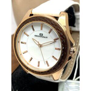 Oceanaut Women's Watch OC1413 Quartz Rose Gold White Dial Leather Band 40mm